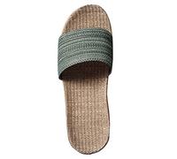 Mens Sandals Summer Linen Slippers Comfotable Slippers and Linen Home Slip Thick Soles Men Green