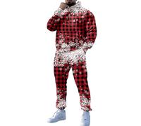 Mens Santa Costume,Men's Suits Christmas Sets for Men 2 Piece Sets Fall Sweatshirt Outfits Matching Sweatsuits Hoodie Twin Set (L)