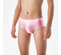 Mens Satin Glossy Low Rise Knickers Briefs Underwear for Comfortable Everyday Wear (XL Light pink)