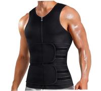 Mens Sauna Vest Waist Trainer Double Belt Mens Sweat Vest Zipper Body Shaper L Sauna for Men Waist Trainer for Men Gym for Weighted Exercise