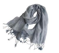 Men's Scarf Linen Solid Color Breathable Scarf Breathable Skin-friendly Soft Muffler with Tassel