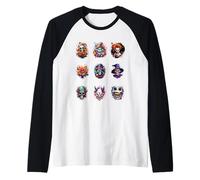 Mens Scary Halloween Portraits of Spooky Heads Raglan Baseball Tee