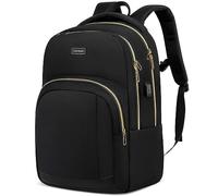 Men's School Backpack for 15.6 Inch Laptop Backpack Work Waterproof Business Daypacks Boys Teenagers with USB Charging Port, black gold, 15,6 zoll, Modern