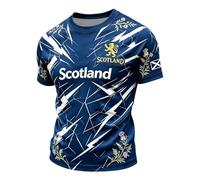 Mens Scotland Tartan Raglan Sleeve Printed Casual Tee Short Sleeve Summer Top Lightweight Breathable Soft Cotton Vintage Retro National Fan T-Shirt Royal Blue L