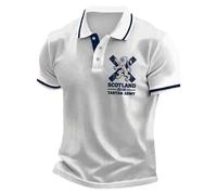 Men's Scotland Themed Polo Shirt 2026 Summer - Short Sleeve Casual Top with Subtle Thistle Motif, Relaxed Fit Golf Shirt for Holiday UK