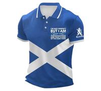 Men's Scotland Themed Polo Shirt 2026 Summer - Short Sleeve Casual Top with Subtle Thistle Motif, Relaxed Fit Golf Shirt for Holiday UK
