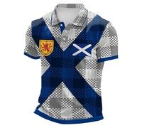 Men's Scotland Themed Polo Shirt 2026 Summer - Short Sleeve Casual Top with Subtle Thistle Motif, Relaxed Fit Golf Shirt for Holiday UK