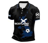 Men's Scotland Themed Polo Shirt 2026 Summer - Short Sleeve Casual Top with Subtle Thistle Motif, Relaxed Fit Golf Shirt for Holiday UK
