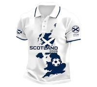 Men's Scotland Themed Polo Shirt 2026 Summer - Short Sleeve Casual Top with Subtle Thistle Motif, Relaxed Fit Golf Shirt for Holiday UK