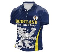 Men's Scotland Themed Polo Shirt 2026 Summer - Short Sleeve Casual Top with Subtle Thistle Motif, Relaxed Fit Golf Shirt for Holiday UK