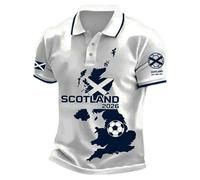 Men's Scotland Themed Polo Shirt 2026 Summer - Short Sleeve Casual Top with Subtle Thistle Motif, Relaxed Fit Golf Shirt for Holiday UK