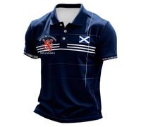 Men's Scotland Themed Polo Shirt 2026 Summer - Short Sleeve Casual Top with Subtle Thistle Motif, Relaxed Fit Golf Shirt for Holiday UK
