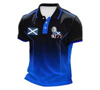 Men's Scotland Themed Polo Shirt 2026 Summer - Short Sleeve Casual Top with Subtle Thistle Motif, Relaxed Fit Golf Shirt for Holiday UK