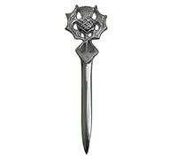 Men's Scottish Celtic Kilt Pin Silver Finish 4 Inches(10cm), Highland Kilts Pins & Brooches Swirl Celtic Knot Work Top Solid Stainless Steel Sword Chrome (Thistle Head)