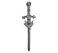 Men's Scottish Celtic Kilt Pin Silver Finish 4 Inches(10cm), Highland Kilts Pins & Brooches Swirl Celtic Knot Work Top Solid Stainless Steel Sword Chrome (Thistle)