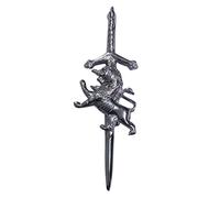 Men's Scottish Celtic Kilt Pin Silver Finish 4 Inches(10cm), Highland Kilts Pins & Brooches Swirl Celtic Knot Work Top Solid Stainless Steel Sword Chrome (Lion Rampant)