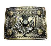 Men's Scottish Kilt Belt Buckle Celtic Knot 4 Demo Work with Thistle Masonic Stag Head Welsh Dragon Harp Irish Shamrock Lion Rampant Antique Finish/Kilt Belt for Buckle (Kilt Belt Buckle Thistle)