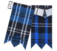 Men's Scottish Kilt Flashes with Buckle Adjuster, Plain and Tartan Designs, Acrylic Wool Garters Pointed (Standard, Ramsay Blue, One Size)