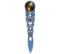 Men's Scottish Kilt Pin 4 inches with Beautiful Stone and Celtic Knot - Scotland Kilt Pins for Men's (Yellow Stone)