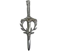 Men's Scottish Kilt Pin Sword Stag Head Deer Chrome Finish 4"/Highland Kilts Pins Celtic Knot Deer Heads Pin & Brooch Metal,Brass (Sword Kilt Pin Stag Head)