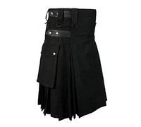 Men's Scottish Skirts Traditional Highland Skirt with Pockets Vintage Gothic Pleated Buckle Straps Kilts Medieval Steampunk Cargo Skirts Carnival Costume Men's Kilt for Men Utility Tactical Kilts