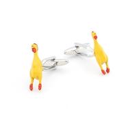 Men's Screaming Chicken Cufflinks Quality Brass Material Yellow Color Toys Chicken Cuff Links
