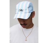 Men's Script Stripe Country Manor Cap | Light Blue | BOOHOOMAN