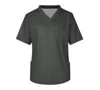 Men's Scrubs Top Plus Size Uniforms & Apparel Blue Tunic Uniform for Carers Classic Solid Colorv Neck Short Sleeve Scrub Tops with 3 Pockets Navy Blue Nurse Uniform Men's (Dark Gray, 4XL)