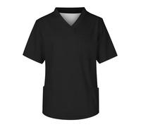 Men's Scrubs Top Plus Size Work Tunic Nurses Uniforms Tunics Light Blue Classic Solid Colorv Neck Short Sleeve Scrub Tops with 3 Pockets Nurse Uniform Men (Black, 4XL)