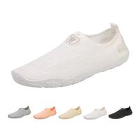 Men's Sea Shoes, Beach Shoes, Lightweight, Toe Shoes, Breathable Barefoot Shoes, Quick Bathing Shoes, Trainers, Kayaking Sports Shoes, Non-Slip Trainers, Water-Repellent Surfing, White, 6 UK