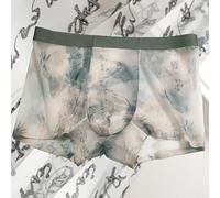 Men's Seamless Boxer Trunks Underwear Breathable Ice Silk Fabric for Comfort (XL Green)