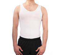 Men's Seamless Compression Vest, Hide Your Man Boobs or Gynecomastia, Slim Unwanted Curves (M, White)