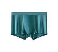Men's Seamless Ice Silk Boxer Shorts Breathable Glossy(Green 3XL)