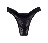 Men's Seamless Ice Silk G-String L-XL Breathable(Black XL) | Seamless ice silk fabric, ultra-thin breathable, bulge pouch design, size L to 2XL, daily comfort