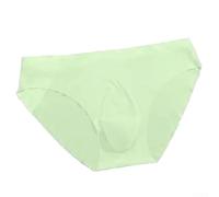 Men's Seamless Ultra-Thin Brief Underwear with Bulge Pouch, Low Waist Design, Quick-Dry Ice Silk Blend (95% Polyester + 5% Spandex) for Comfortable Daily Wear(L Green)