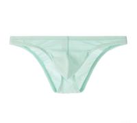 Men's See Through Cotton Briefs Low Rise Pouch Underwear(Light blue XL)