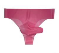 Men's See-Through Latex Briefs With Elephant Nose Accent Rubber Underwear Designed For Lingerie And Nightwear Applications(XL Pink)