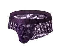 Men's See Through Mesh Briefs Breathable Sexy Jockstrap Underwear Sheer Jock Strap Backless Underpants with Pouch (Purple,M)