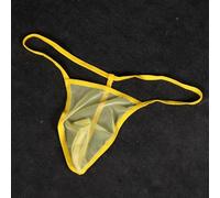 Men's See Through Mesh Thong Underwear with Liquid Stretch Fabric, Ultra Thin G Strings Panties for Comfortable Fit and Breathability (Yellow)
