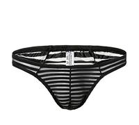 Mens See Through Silky Briefs Mens Swim Thongs And G Strings Bikini Mesh Hollow Out Underwear Low Rise Mankini Briefs Sexy Transparent Underpants Breathable Cut Out Thongs Sheer Striped Trunks