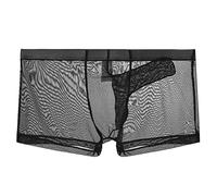 Mens See Through Tight Boxers Mens Boxers With Elephant Pouch Sheer Fishnet Underwear Sexy Long Penis Pouch Underpants Ultra Thin Tulle Trunks Nightclub Panties Separate Physiological Brief