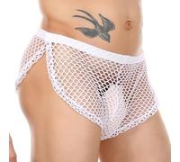 Men's See Through Trunks Underwear with Soft Fabric, Stylish and Comfortable for Daily Use (L White)
