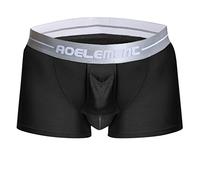 Mens Separation Breathe Boxer Shorts Testicle Support Wide Waistand Trunks Anti Chafing Large size Underwear Open Fly Pouch StretchUnderpants for Everyday Daily Black