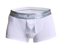 Mens Separation Breathe Boxer Shorts Testicle Support Wide Waistand Trunks Anti Chafing Large size Underwear Open Fly Pouch StretchUnderpants for Everyday Daily White