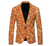 Men's Sequin Jacket Glitter Blazer Slim Fit Suit Jacket in Black Gold for Carnival Fancy Dress and New Year's Eve Party Men's Outfit