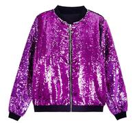 Men's Sequin Jacket with Zip Long Sleeve Disco Party Jacket Glitter Stones Elegant Evening Fashion Men's Clothing, purple, XL