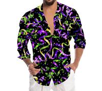 Mens Sequin Shirt Long Sleeve Glitter SparkIe Shirt for Carnival Festival Party Nightclub Fancy Dress Shiny Disco Costume Tops Button Down for Men Stage Performance Clothing (A012-Black, M)
