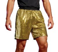 Men's Sequin Shorts Elastic Waist Sports Shorts Retro Solid Colour Casual Trousers Chic and Elegant Loose Fit Versatile Sweatpants Sexy Summer Dance Party Pants for Disco Carnival