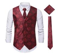 Mens Sequin Waistcoats Clearance Tweed Herringbone Single Breasted Suit Vest Formal Dress Sleeveless V Neck Blazer Jacket Solid Color Waistcoat Classic Wedding Business Party Vest with Bow Tie S-3XL
