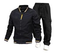 Men's Set Autumn Spring Striped Coat Windbreaker Casual Summer Bomber Jackets2024 New